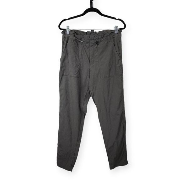 Athleta Trekkie Paper Bag Pants Straight Leg Drawstring Gray Women's Size 6 - Picture 1 of 10